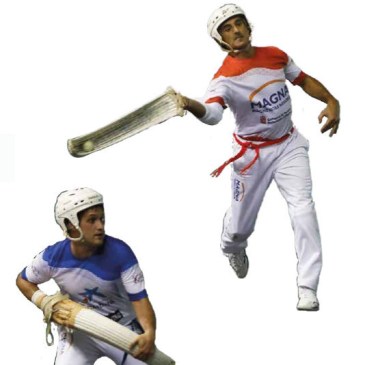 deux joueurs de pelote et leur grand gant