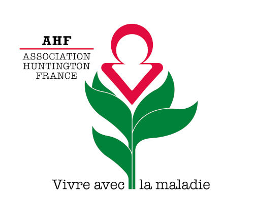 Fleur stylisée : feuilles verte, fleur rouge AHF association Huntington France Vivre avec sa maladie