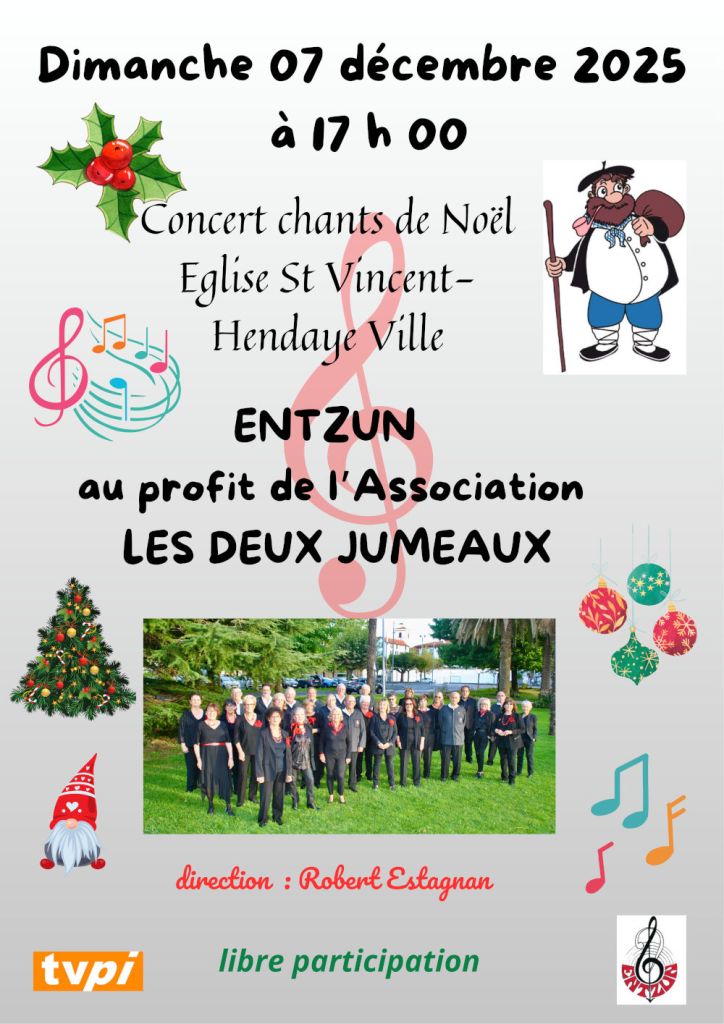 photo centrale des choristes au milieu d'un parc et de diverses icônes de Noël